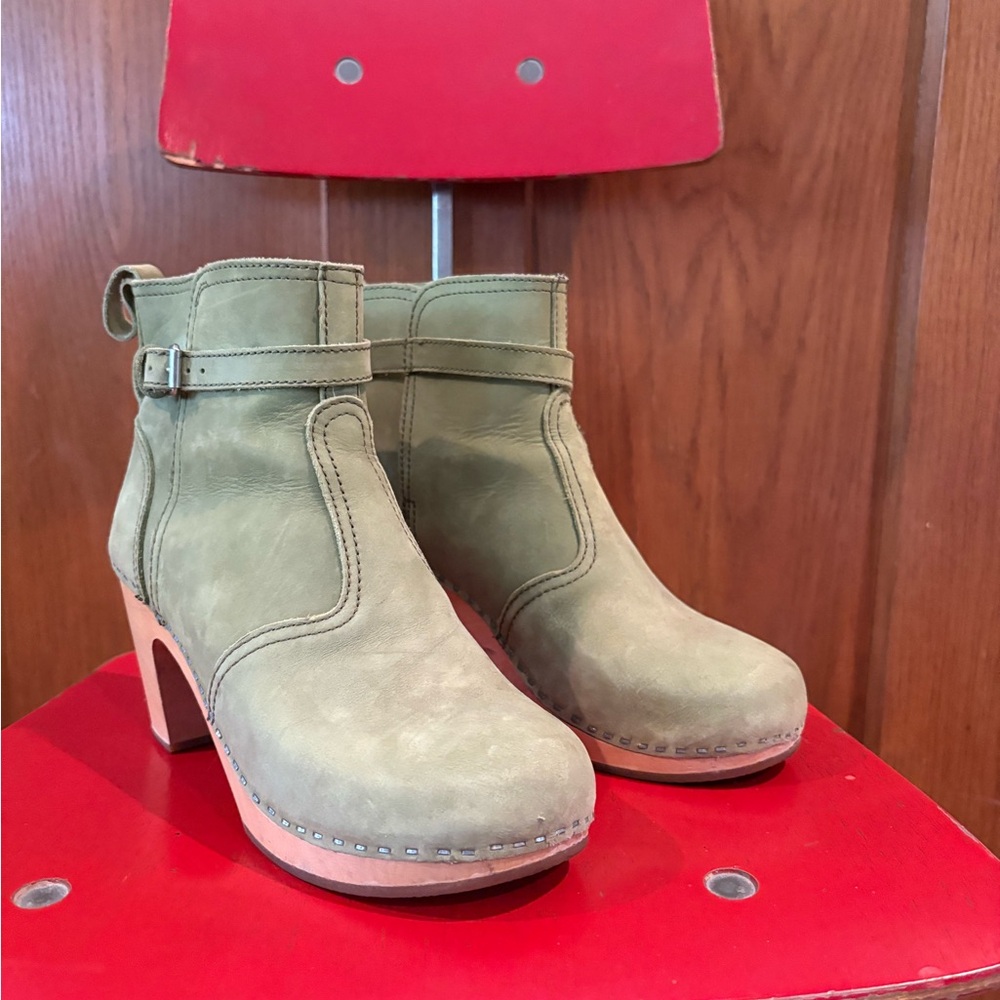 Swedish Hasbeens Olive Heeled Boots